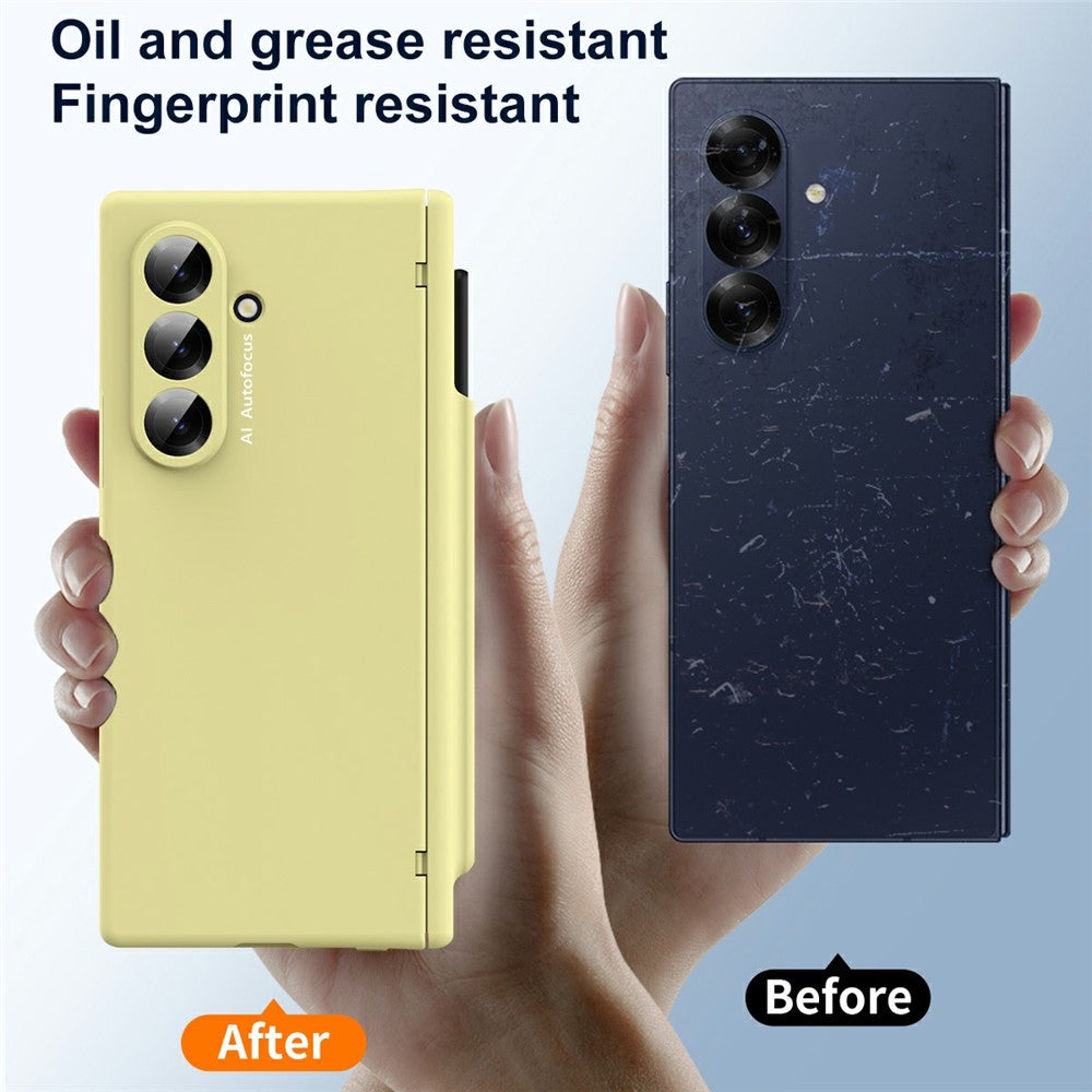 For Samsung Galaxy Z Fold7 5G Case Hinge Protection PC Phone Cover with Stylus / Stylus Slot - Yellow