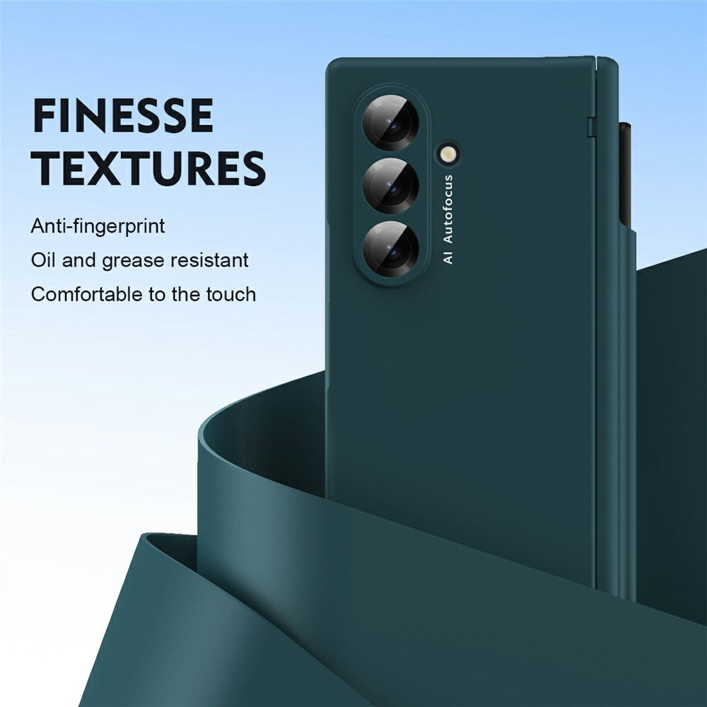 For Samsung Galaxy Z Fold7 5G Case Hinge Protection PC Phone Cover with Stylus / Stylus Slot - Green