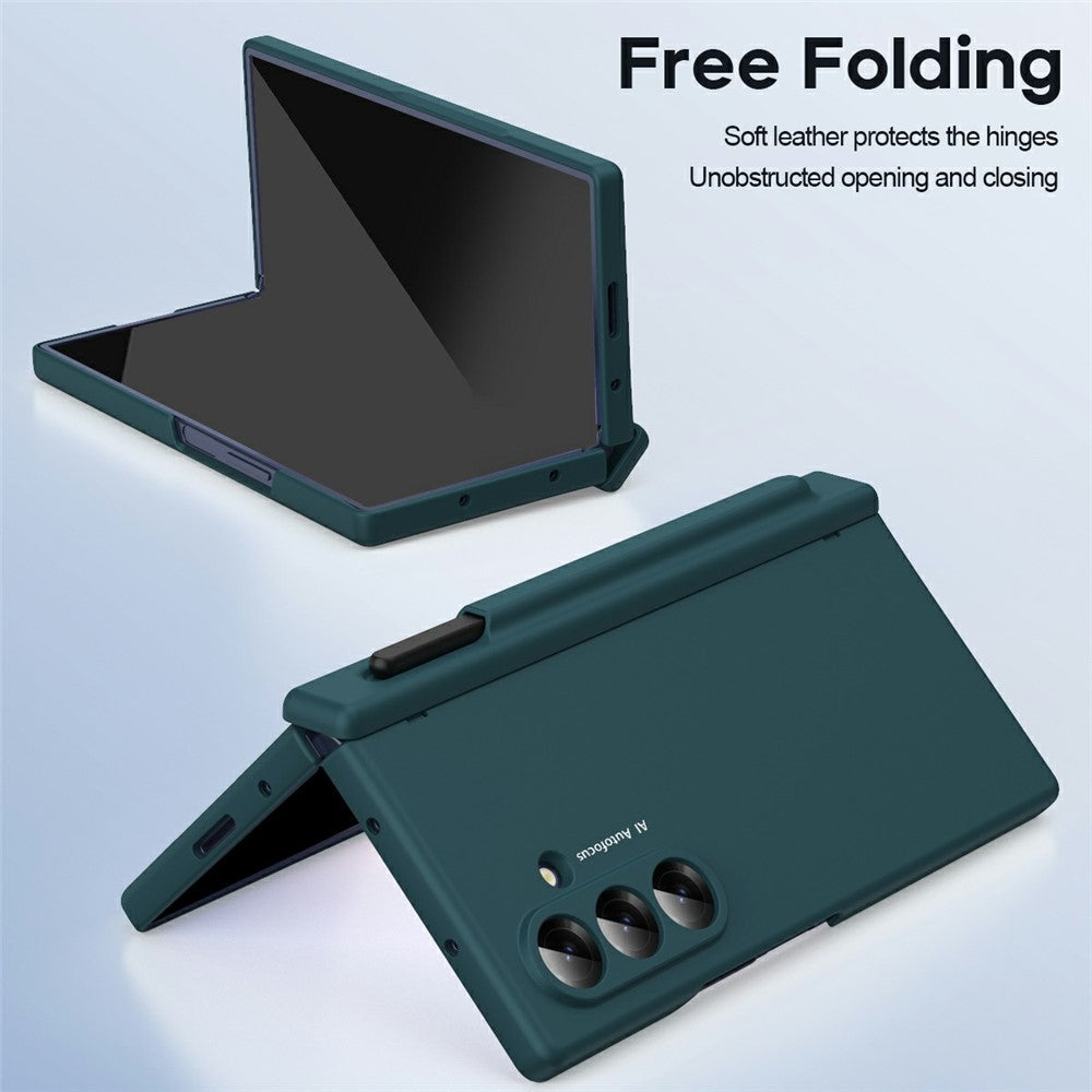 For Samsung Galaxy Z Fold7 5G Case Hinge Protection PC Phone Cover with Stylus / Stylus Slot - Green