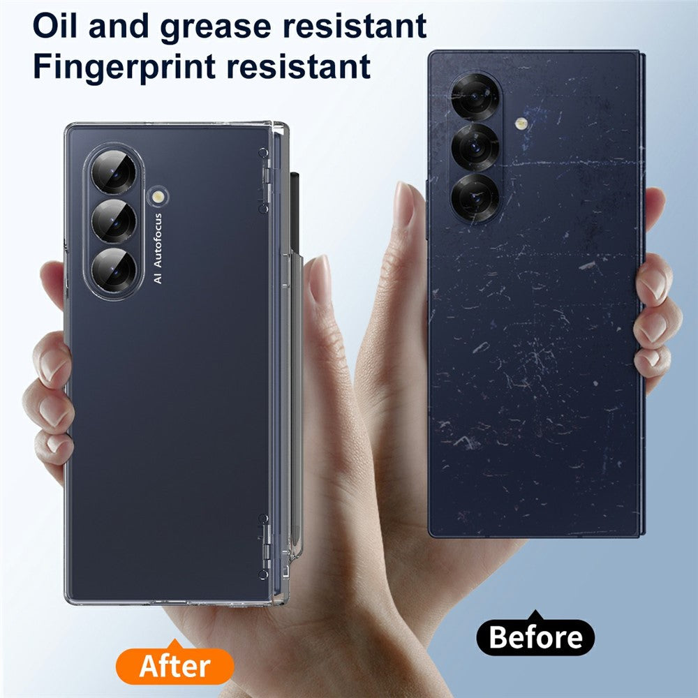 For Samsung Galaxy Z Fold7 5G Case Hinge Protection PC Phone Cover with Stylus / Stylus Slot - Transparent