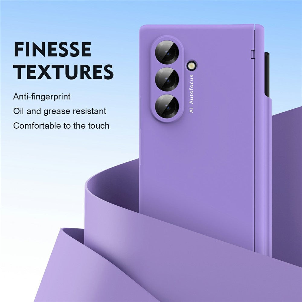For Samsung Galaxy Z Fold7 5G Case Hinge Protection PC Phone Cover with Stylus / Stylus Slot - Purple