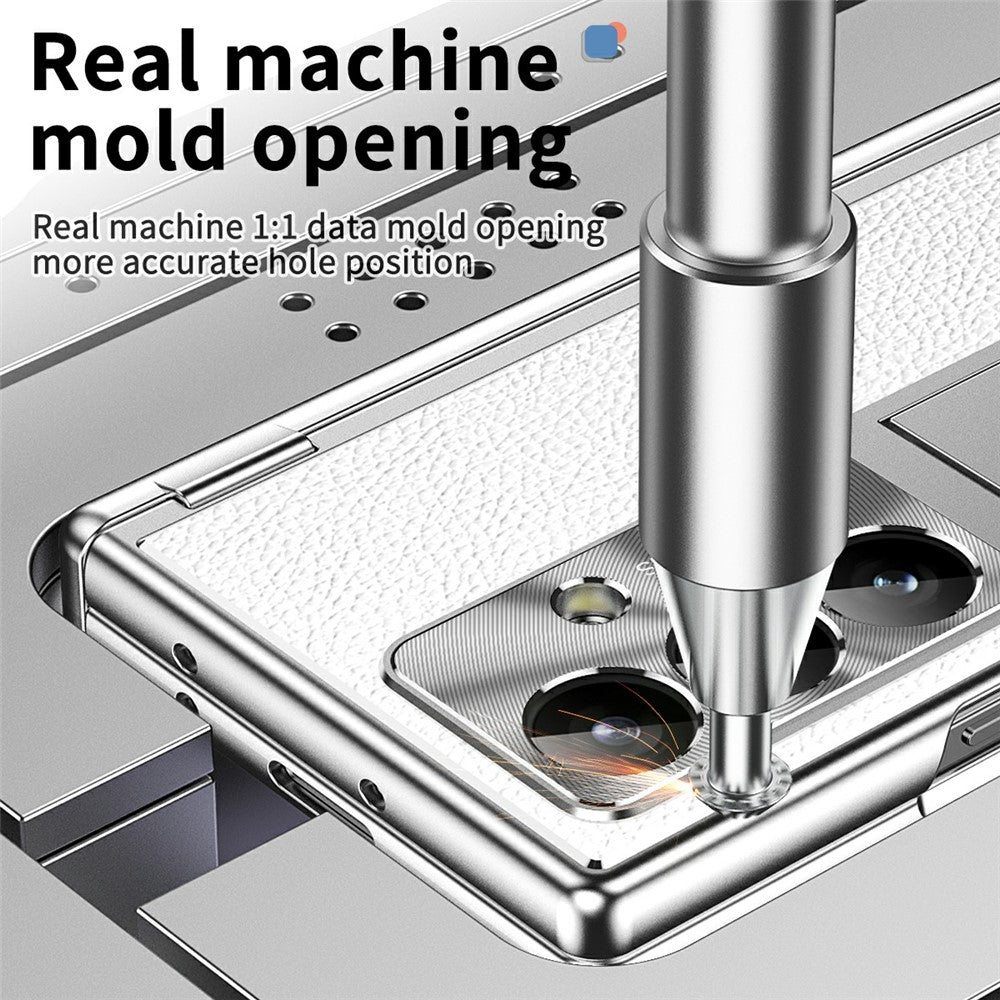 For Samsung Galaxy Z Fold7 5G Case Hinge Protection PU + PC Phone Cover with Tempered Glass Film / Stylus - Silver