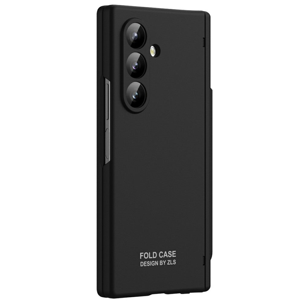 For Samsung Galaxy Z Fold7 5G Case Folding PC Phone Cover with Stylus / Tempered Glass Film - Black