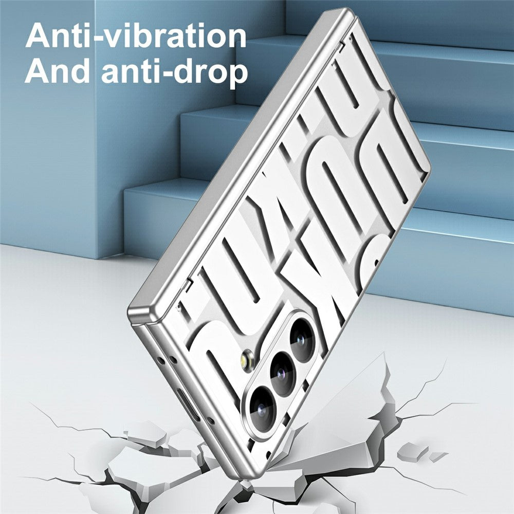 For Samsung Galaxy Z Fold7 5G Case Electroplating PC Phone Cover with Tempered Glass Film - Silver