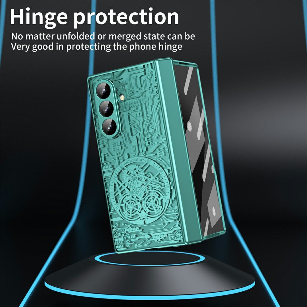 For Samsung Galaxy Z Fold7 5G Case Mechanical Legend Electroplating PC Phone Cover - Green