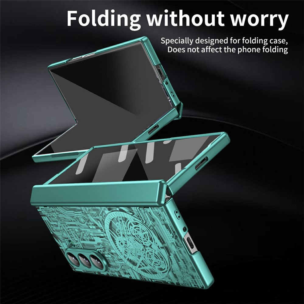 For Samsung Galaxy Z Fold7 5G Case Mechanical Legend Electroplating PC Phone Cover - Green