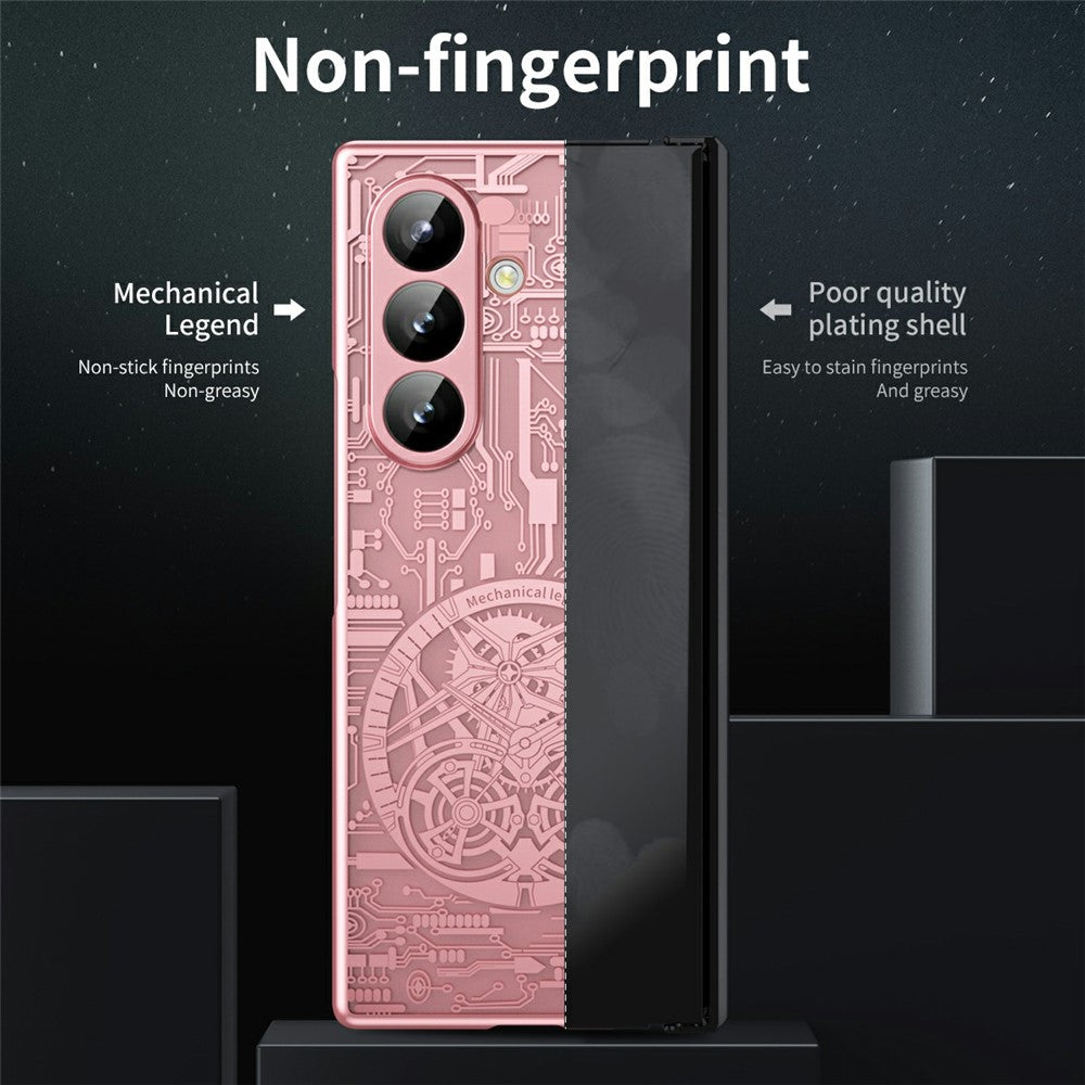 For Samsung Galaxy Z Fold7 5G Case Mechanical Legend Electroplating PC Phone Cover - Pink