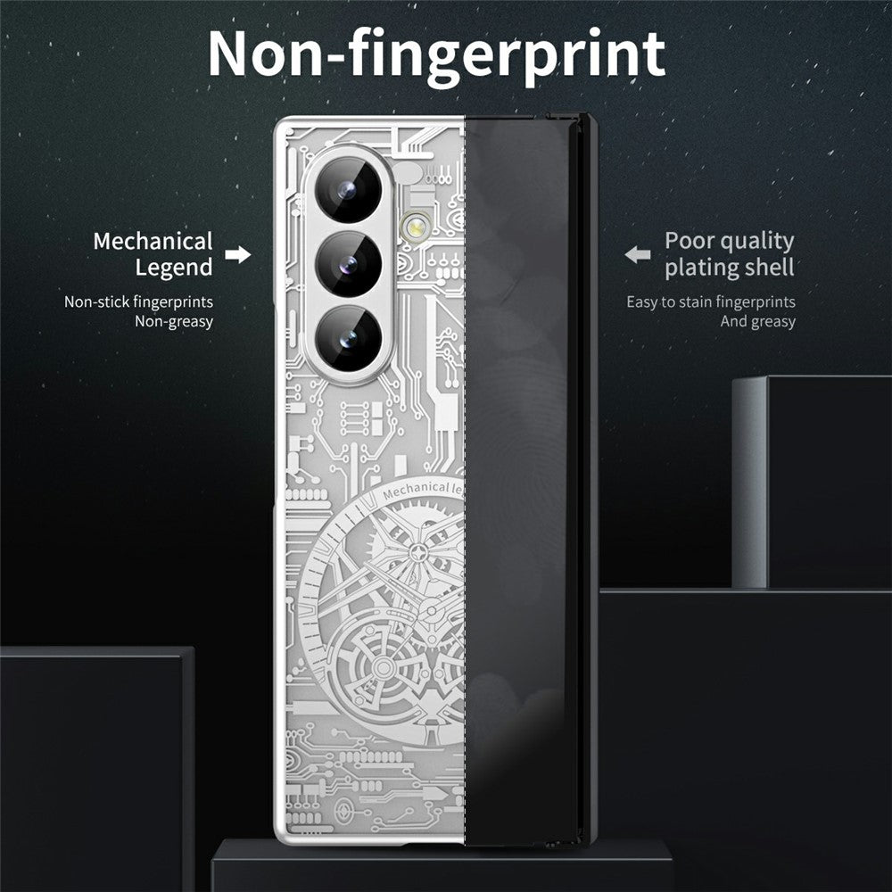 For Samsung Galaxy Z Fold7 5G Case Mechanical Legend Electroplating PC Phone Cover - Silver