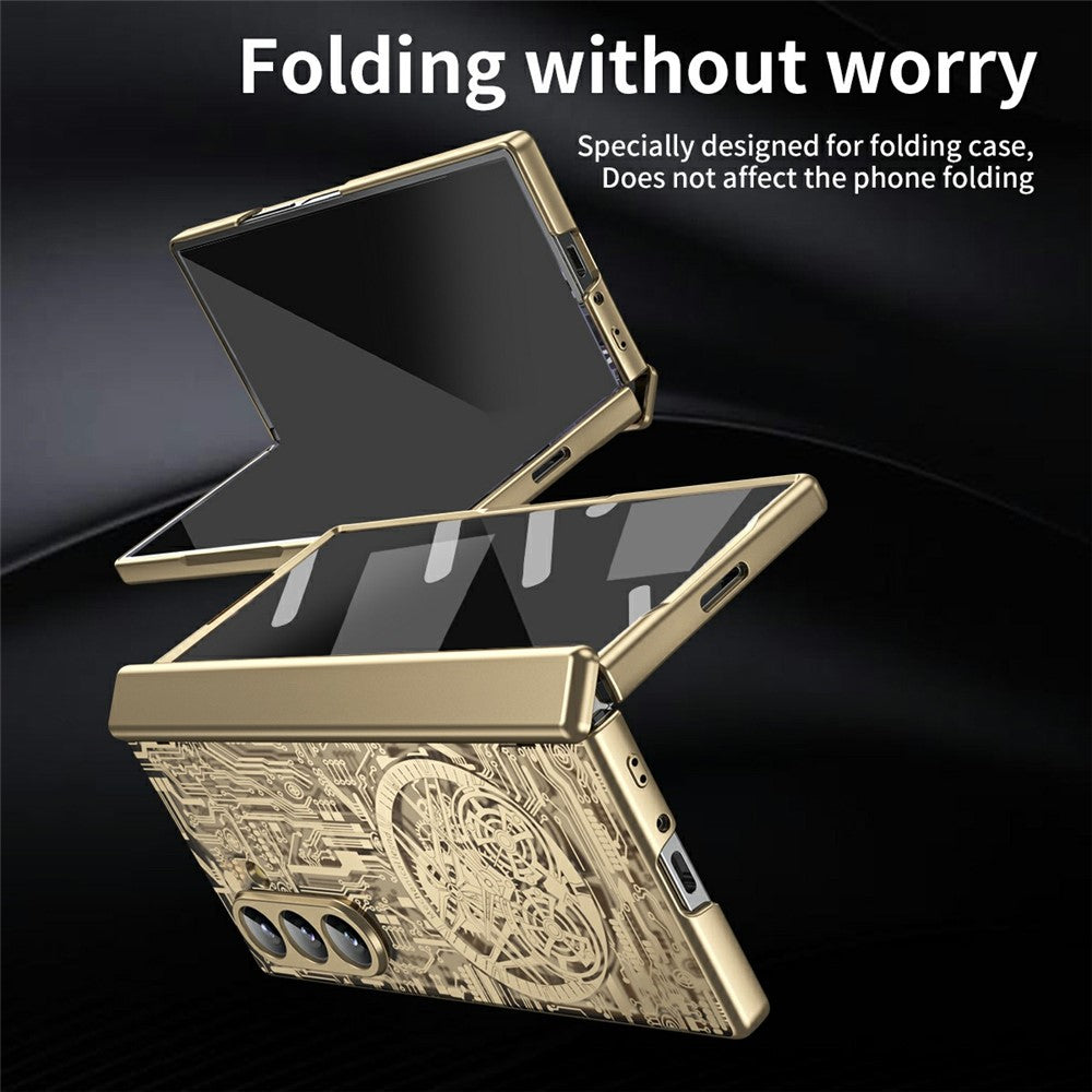 For Samsung Galaxy Z Fold7 5G Case Mechanical Legend Electroplating PC Phone Cover - Gold