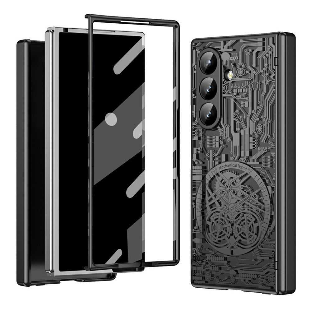 For Samsung Galaxy Z Fold7 5G Case Mechanical Legend Electroplating PC Phone Cover - Black