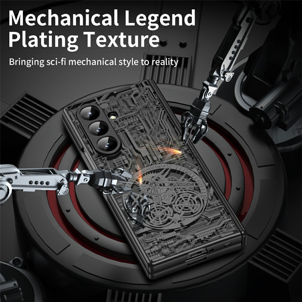 For Samsung Galaxy Z Fold7 5G Case Mechanical Legend Electroplating PC Phone Cover - Black