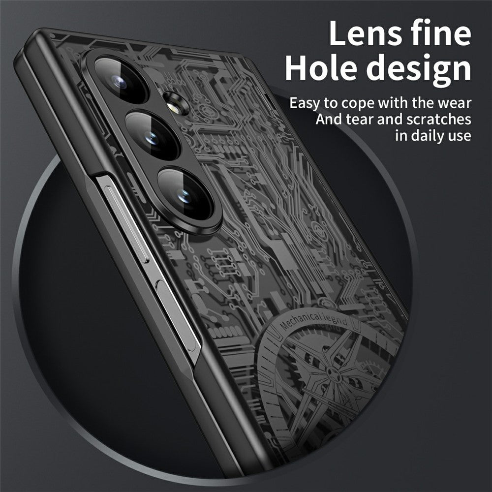 For Samsung Galaxy Z Fold7 5G Case Mechanical Legend Electroplating PC Phone Cover - Black
