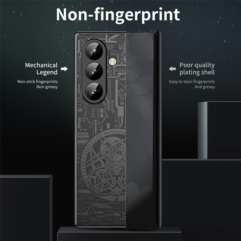 For Samsung Galaxy Z Fold7 5G Case Mechanical Legend Electroplating PC Phone Cover - Black