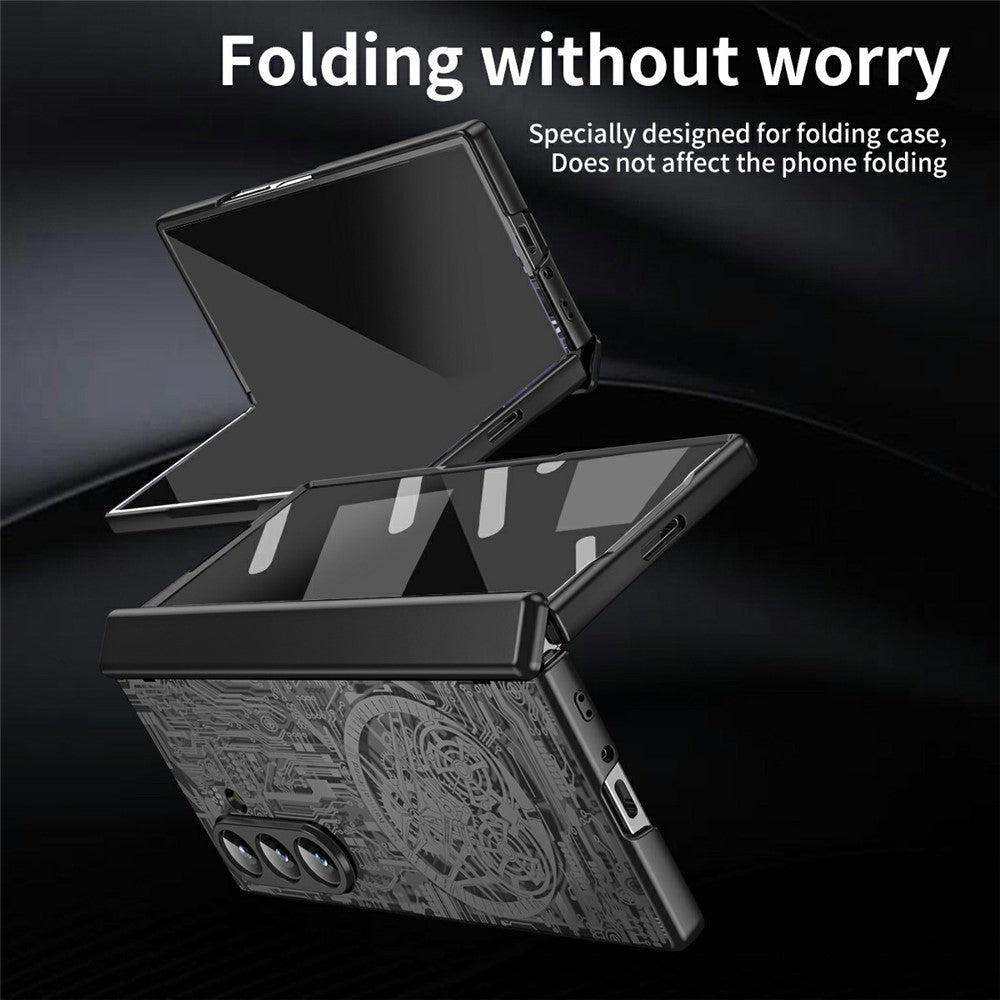 For Samsung Galaxy Z Fold7 5G Case Mechanical Legend Electroplating PC Phone Cover - Black