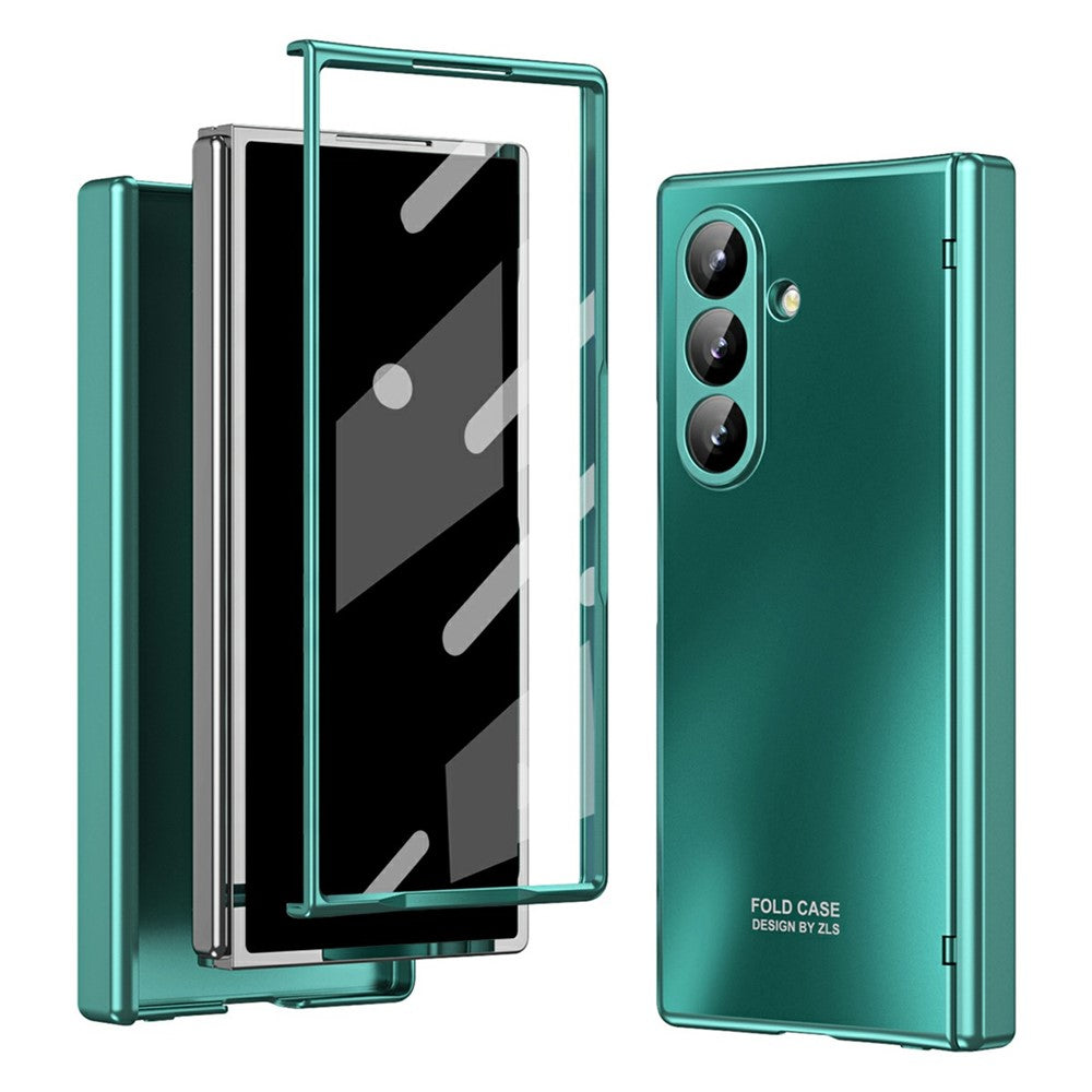 For Samsung Galaxy Z Fold7 5G Case Hard PC Shockproof Phone Cover with Front Screen Film - Green