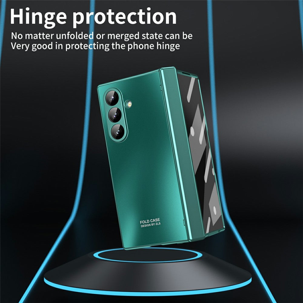 For Samsung Galaxy Z Fold7 5G Case Hard PC Shockproof Phone Cover with Front Screen Film - Green