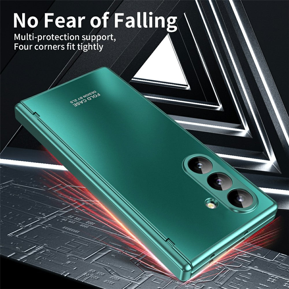 For Samsung Galaxy Z Fold7 5G Case Hard PC Shockproof Phone Cover with Front Screen Film - Green
