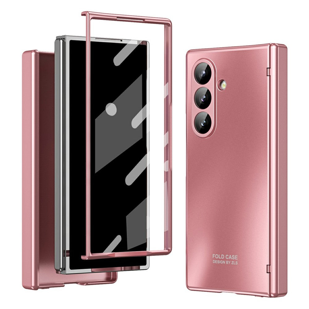 For Samsung Galaxy Z Fold7 5G Case Hard PC Shockproof Phone Cover with Front Screen Film - Pink