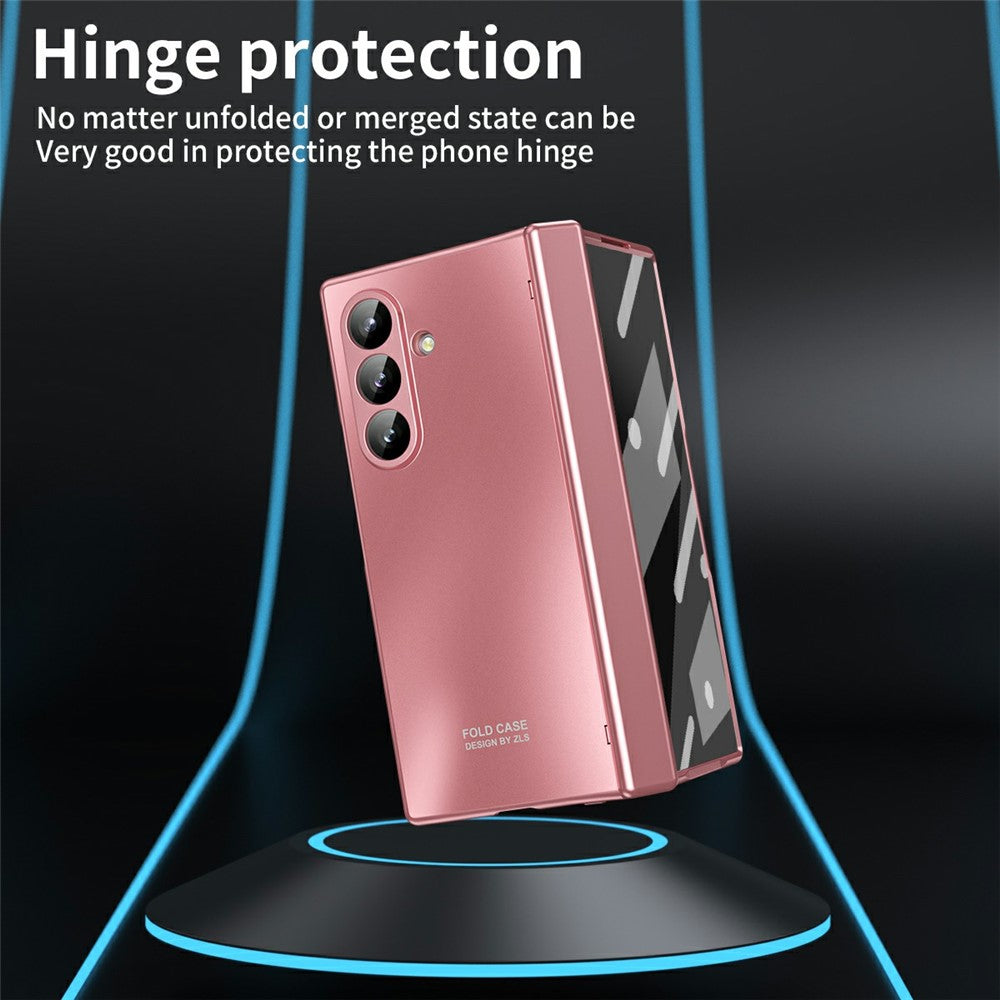 For Samsung Galaxy Z Fold7 5G Case Hard PC Shockproof Phone Cover with Front Screen Film - Pink