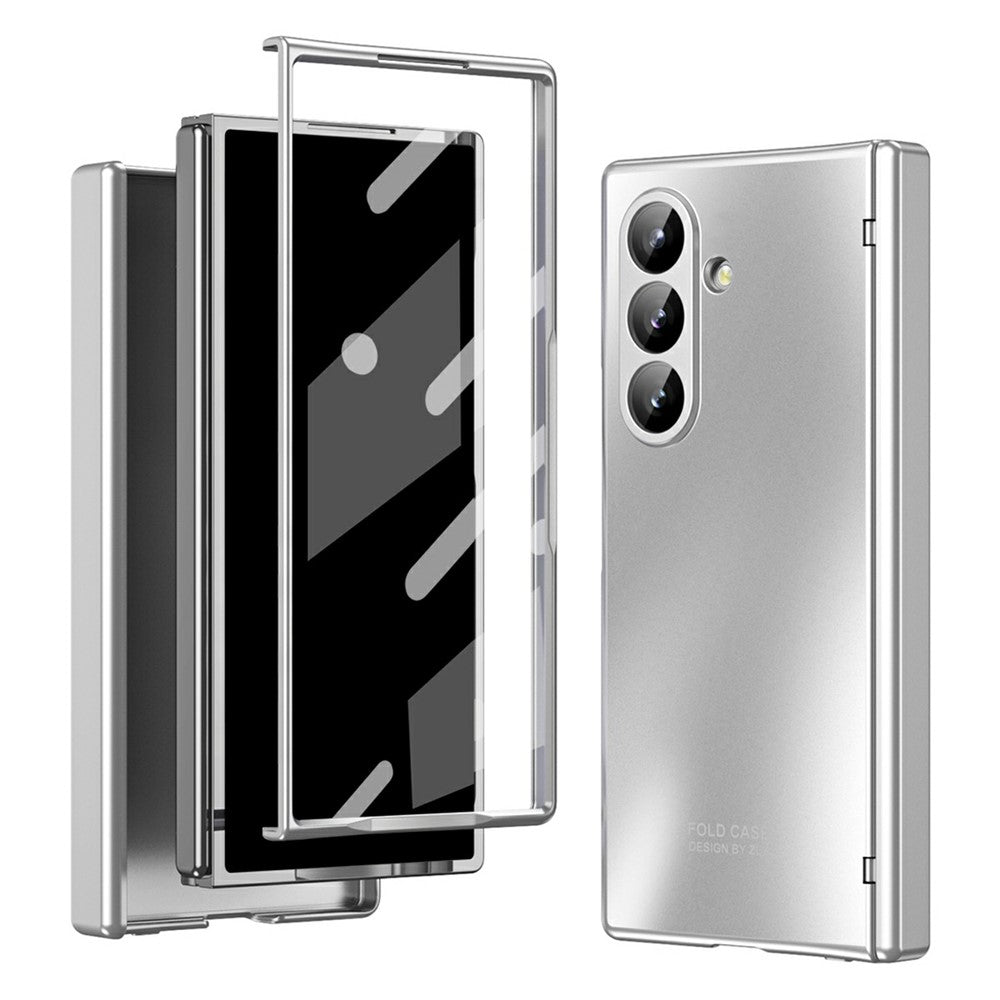 For Samsung Galaxy Z Fold7 5G Case Hard PC Shockproof Phone Cover with Front Screen Film - Silver