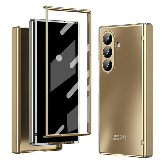 For Samsung Galaxy Z Fold7 5G Case Hard PC Shockproof Phone Cover with Front Screen Film - Gold