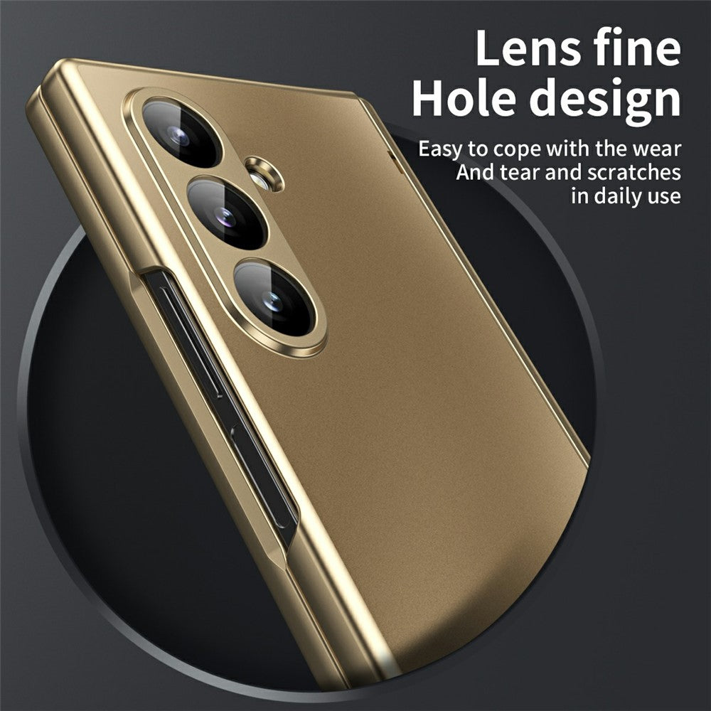 For Samsung Galaxy Z Fold7 5G Case Hard PC Shockproof Phone Cover with Front Screen Film - Gold