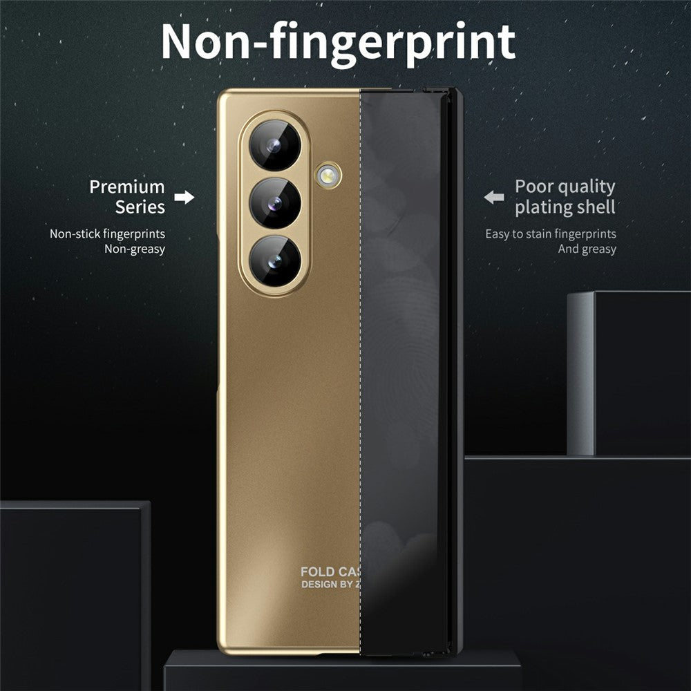 For Samsung Galaxy Z Fold7 5G Case Hard PC Shockproof Phone Cover with Front Screen Film - Gold