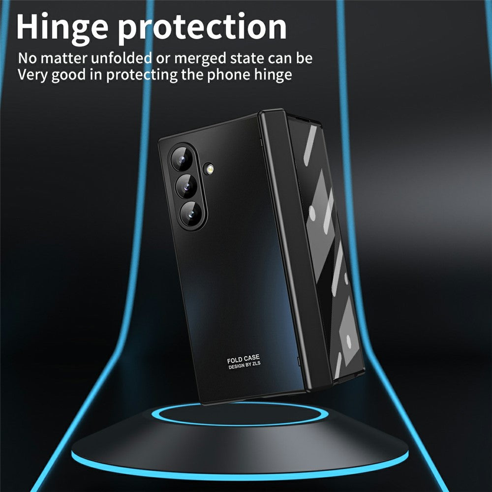 For Samsung Galaxy Z Fold7 5G Case Hard PC Shockproof Phone Cover with Front Screen Film - Black
