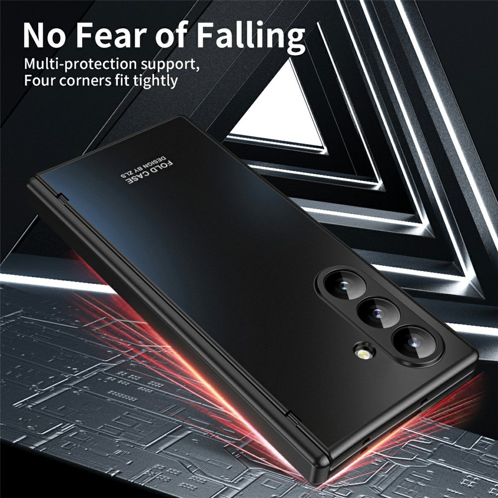 For Samsung Galaxy Z Fold7 5G Case Hard PC Shockproof Phone Cover with Front Screen Film - Black