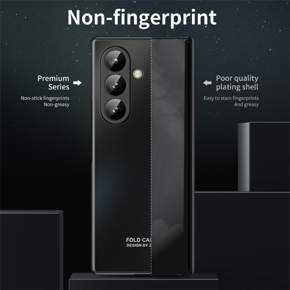 For Samsung Galaxy Z Fold7 5G Case Hard PC Shockproof Phone Cover with Front Screen Film - Black