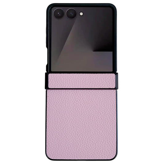 For Samsung Galaxy Z Flip7 5G Case Hinge Protection Litchi Texture Leather + PC Phone Cover - Purple