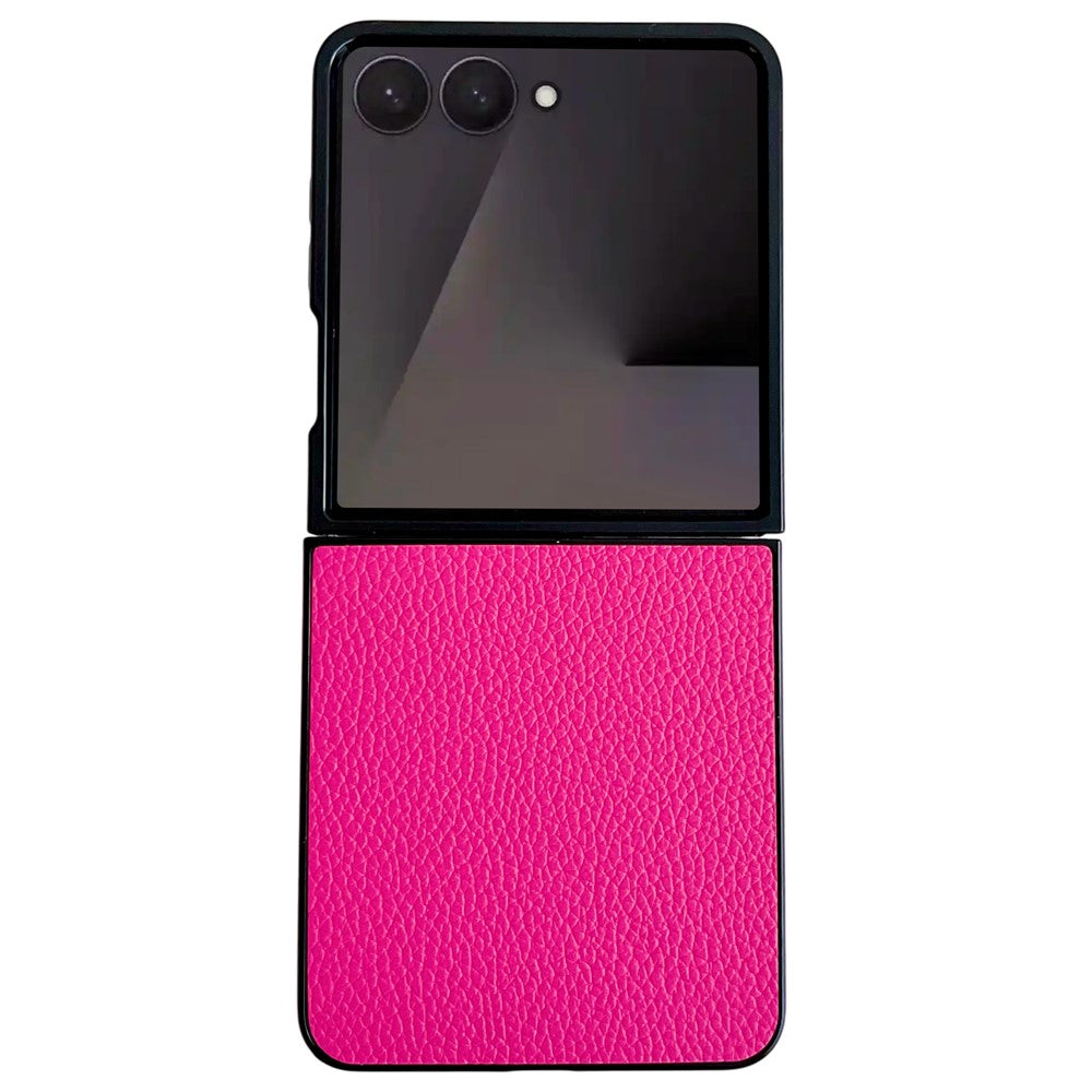 For Samsung Galaxy Z Flip7 5G Case Litchi Texture Leather + PC Shockproof Phone Cover - Rose