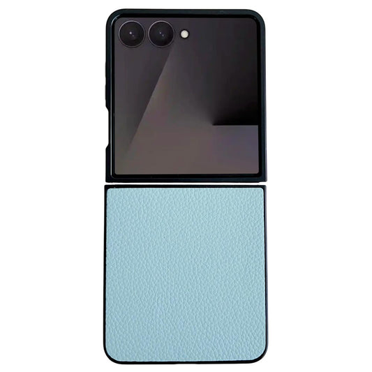 For Samsung Galaxy Z Flip7 5G Case Litchi Texture Leather + PC Shockproof Phone Cover - Blue