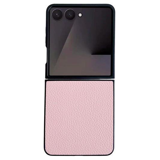 For Samsung Galaxy Z Flip7 5G Case Litchi Texture Leather + PC Shockproof Phone Cover - Pink