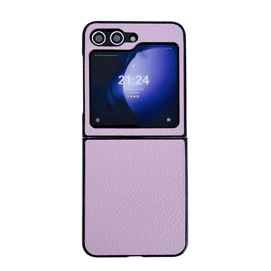 For Samsung Galaxy Z Flip7 FE 5G / Z Flip6 5G Case Litchi Texture Leather + PC Shockproof Phone Cover - Purple