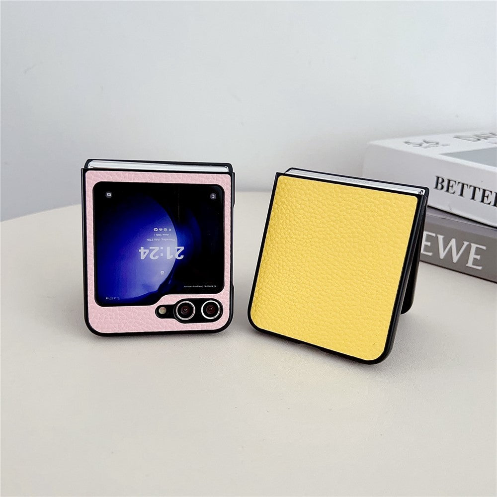 For Samsung Galaxy Z Flip7 FE 5G / Z Flip6 5G Case Litchi Texture Leather + PC Shockproof Phone Cover - Blue