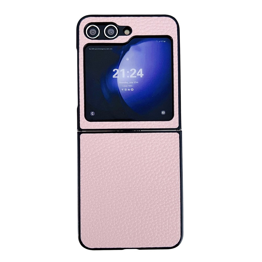 For Samsung Galaxy Z Flip7 FE 5G / Z Flip6 5G Case Litchi Texture Leather + PC Shockproof Phone Cover - Pink