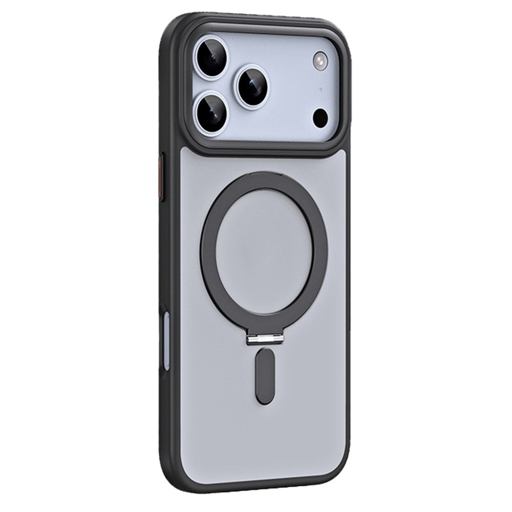 For iPhone 17 Pro Max Case TPU + Acrylic Hidden Magnetic Kickstand Phone Cover - Black