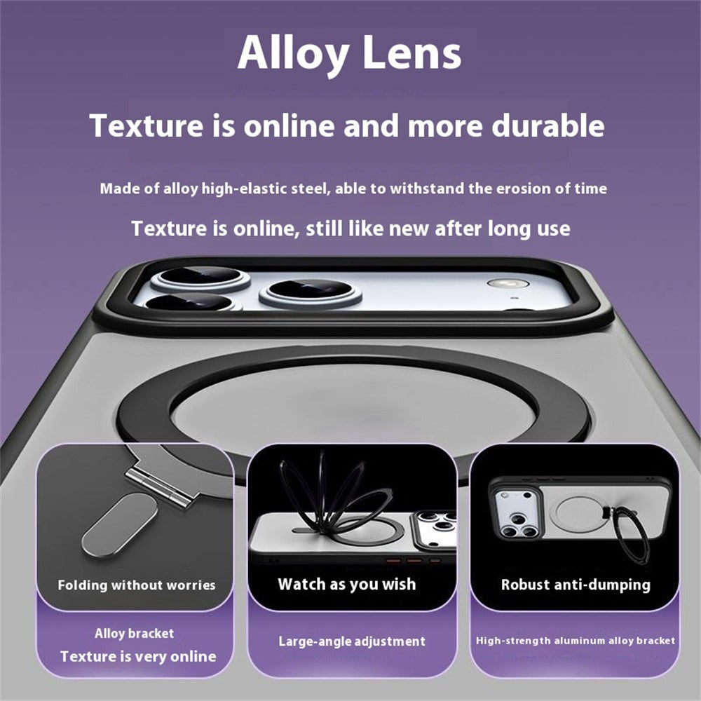 For iPhone 17 Pro Max Case TPU + Acrylic Hidden Magnetic Kickstand Phone Cover - Black