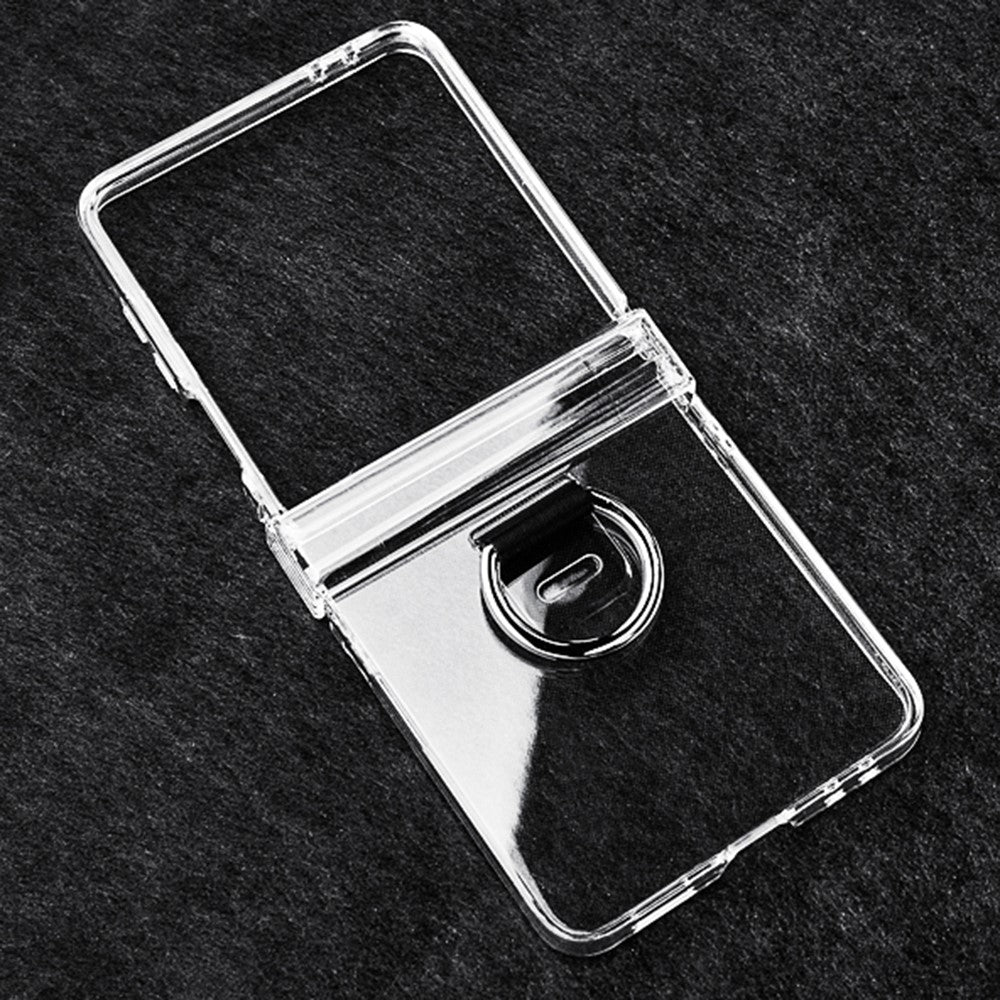 For Samsung Galaxy Z Flip7 5G Case Hinge Protection PC Clear Shockproof Phone Cover with Finger Ring