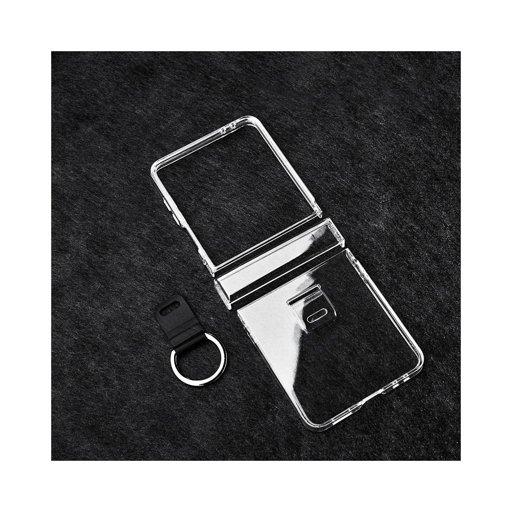 For Samsung Galaxy Z Flip7 5G Case Hinge Protection PC Clear Shockproof Phone Cover with Finger Ring