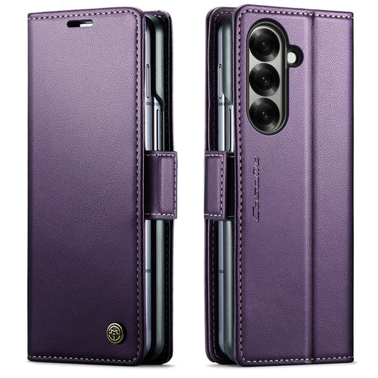 For Samsung Galaxy Z Fold7 5G Case CASEME 023 Series RFID Blocking Leather Wallet Stand Phone Cover - Purple