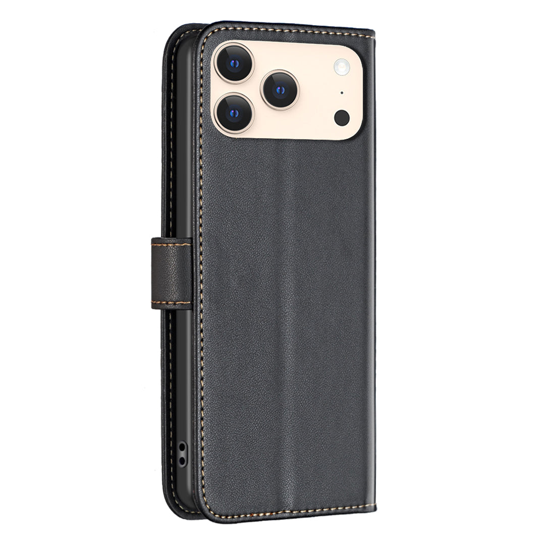 For iPhone 17 Pro Max Phone Case BINFEN COLOR BF17 Wallet Folio Flip Leather Cover - Black