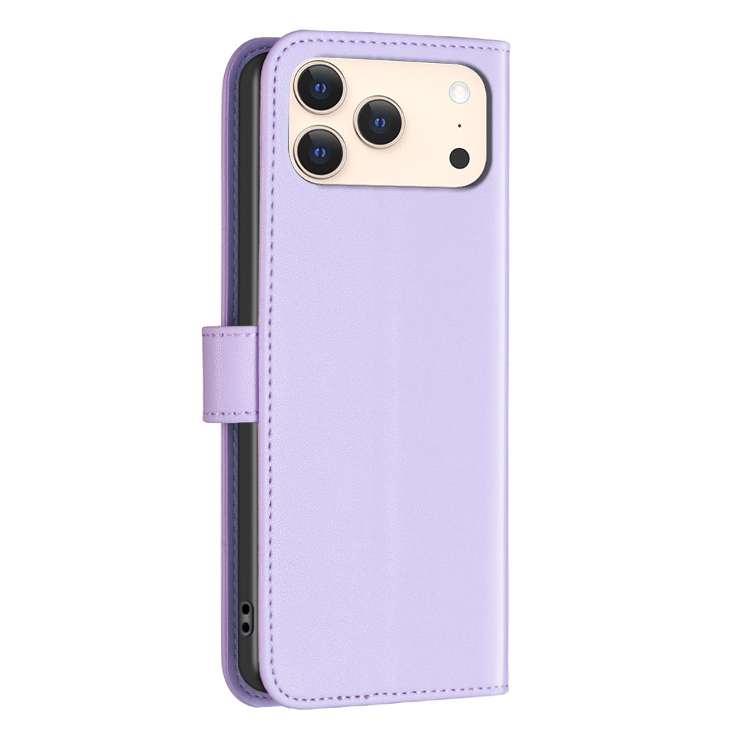 For iPhone 17 Pro Max Phone Case BINFEN COLOR BF17 Wallet Folio Flip Leather Cover - Purple