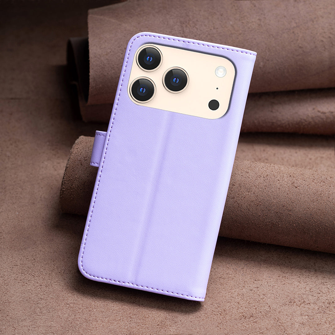 For iPhone 17 Pro Max Phone Case BINFEN COLOR BF17 Wallet Folio Flip Leather Cover - Purple