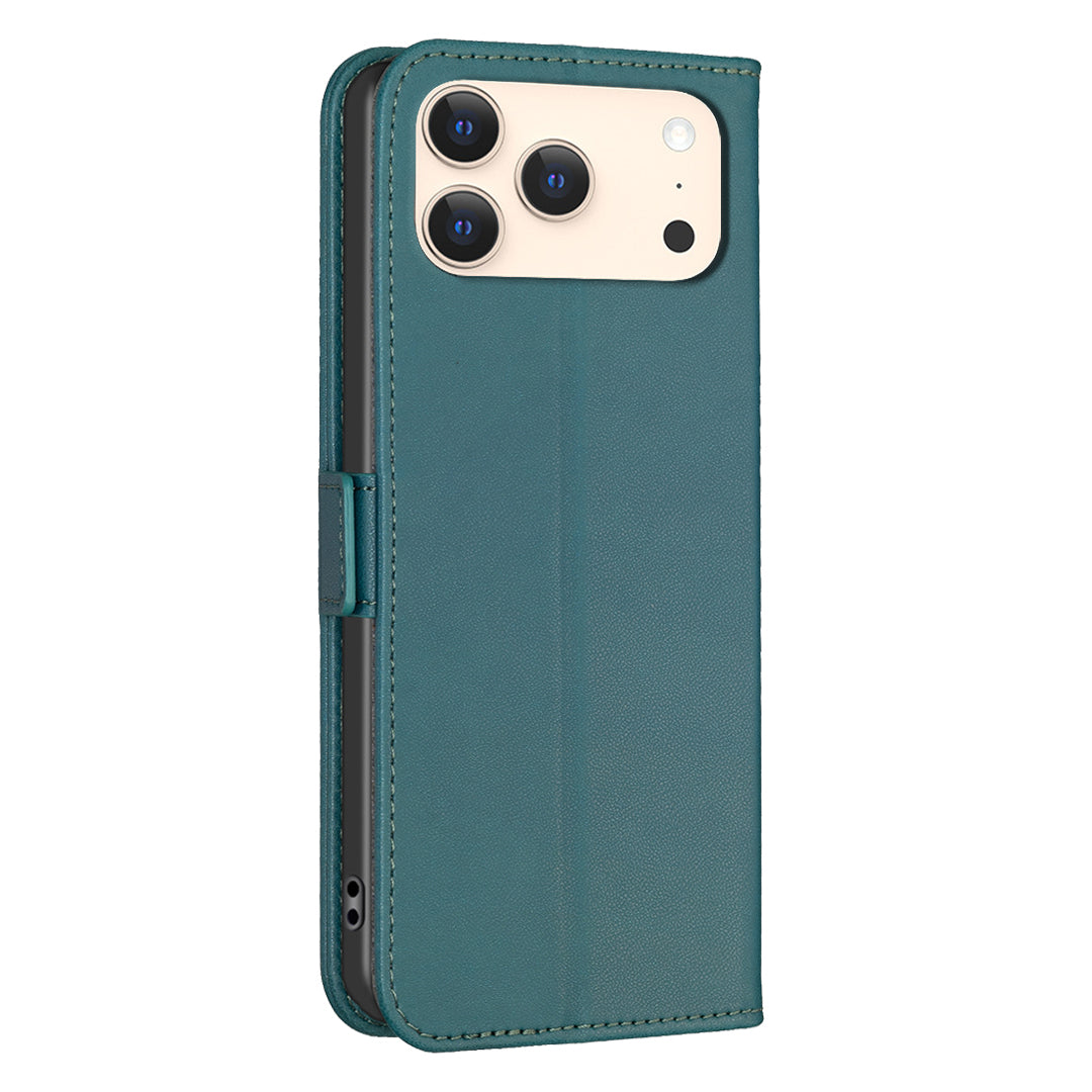 For iPhone 17 Pro Max Case BINFEN COLOR BF31  PU Leather Flip Folio Phone Wallet Cover - Green