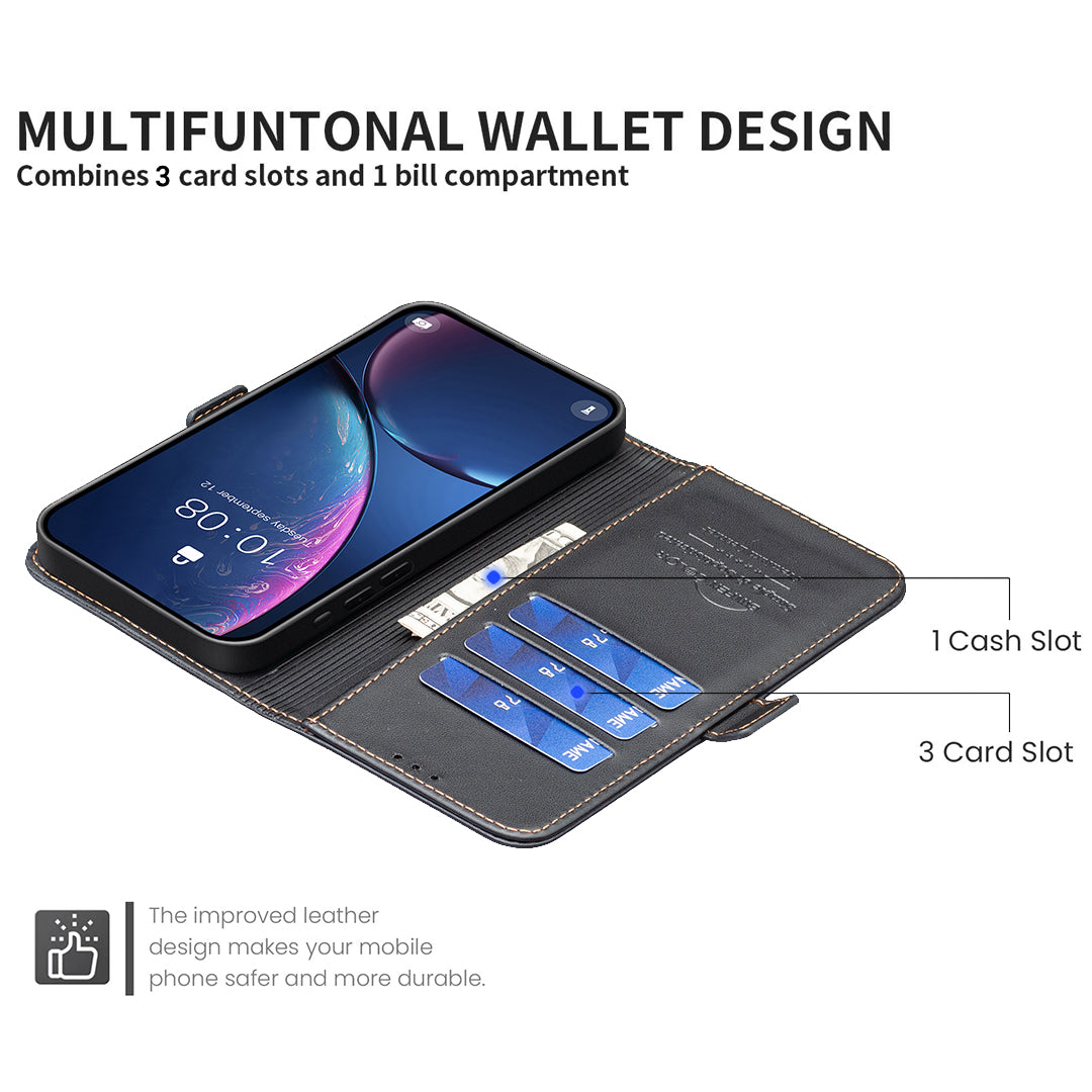 For iPhone 17 Pro Max Case BINFEN COLOR BF31  PU Leather Flip Folio Phone Wallet Cover - Black