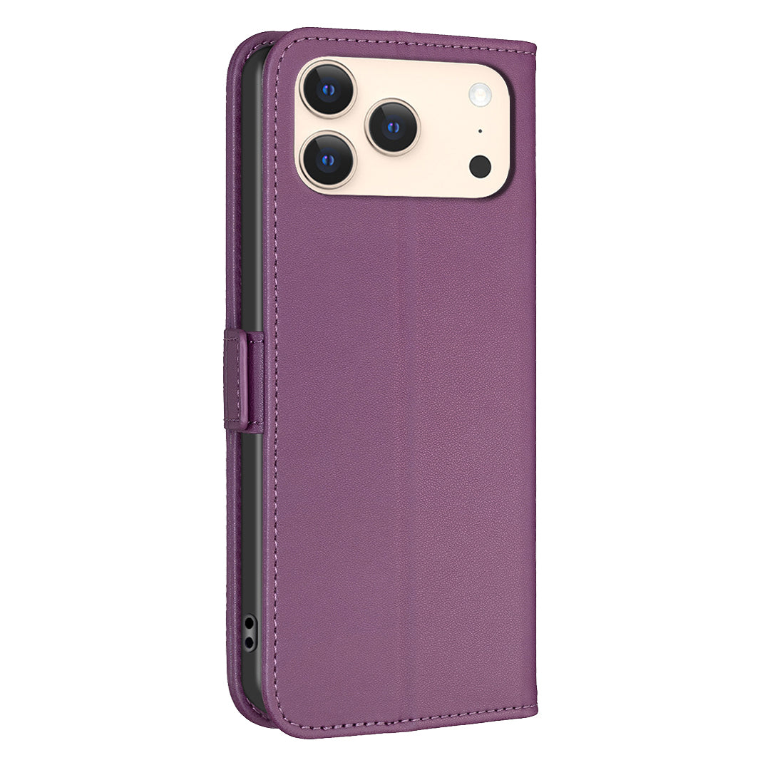 For iPhone 17 Pro Max Case BINFEN COLOR BF31  PU Leather Flip Folio Phone Wallet Cover - Dark Purple
