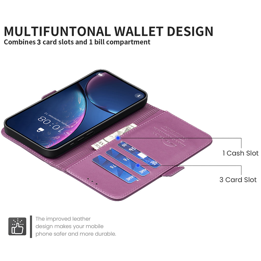 For iPhone 17 Pro Max Case BINFEN COLOR BF31  PU Leather Flip Folio Phone Wallet Cover - Dark Purple