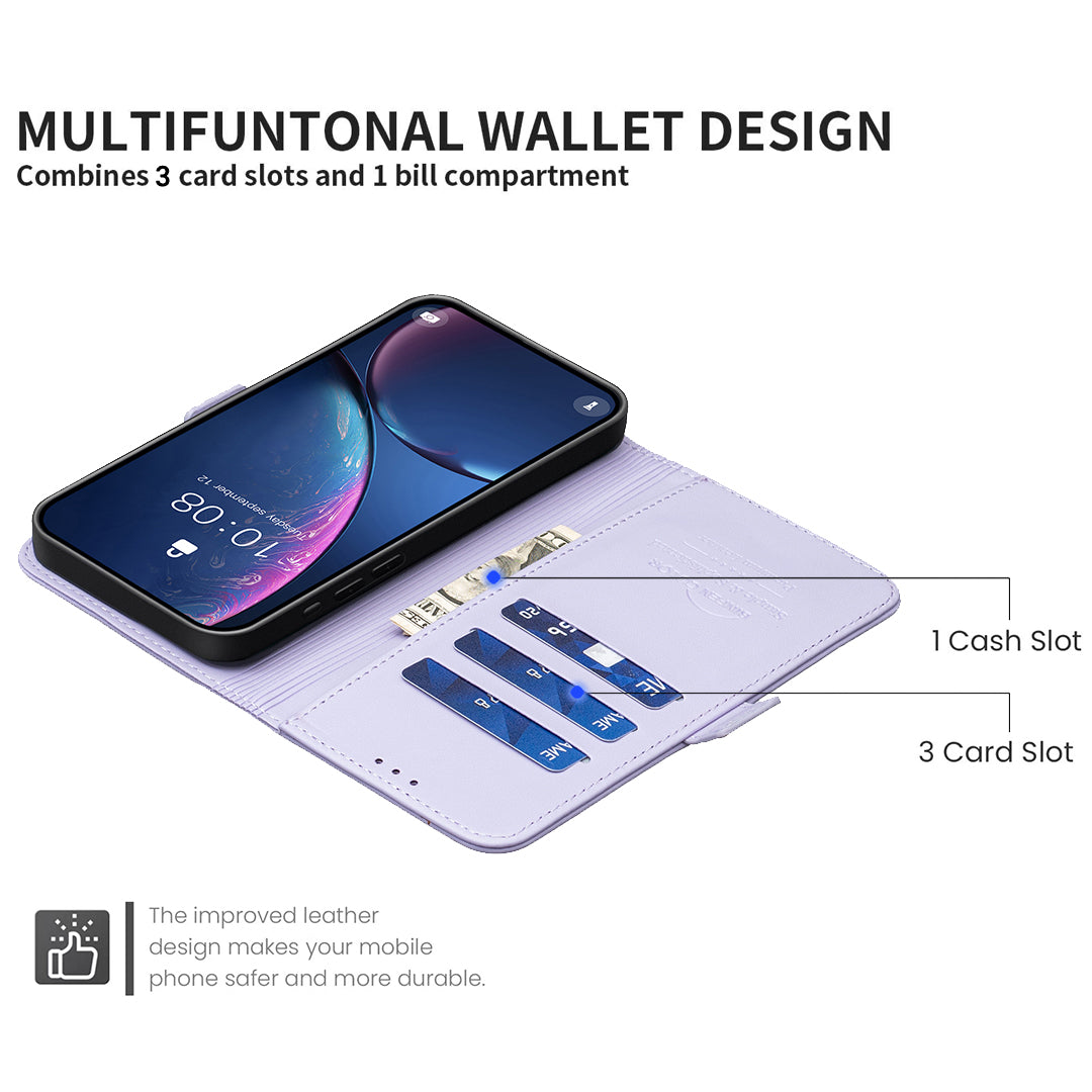 For iPhone 17 Pro Max Case BINFEN COLOR BF31  PU Leather Flip Folio Phone Wallet Cover - Purple